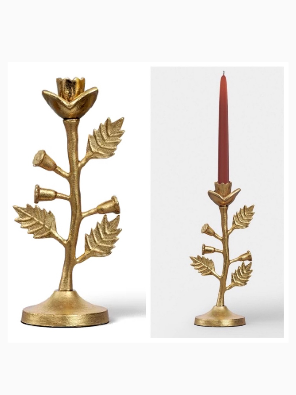 2/  Threshold Gold Metal
Botanical Taper Candle Holder